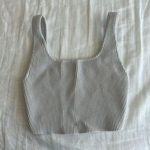 Babaton White Ribbed Crop Tank- Size Small